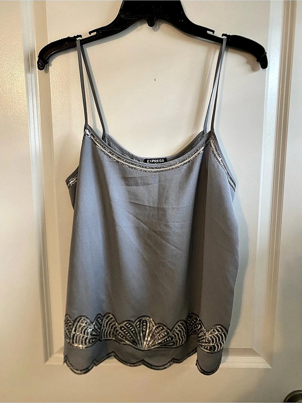 Express Sequin Trim Scoop Neck Tank